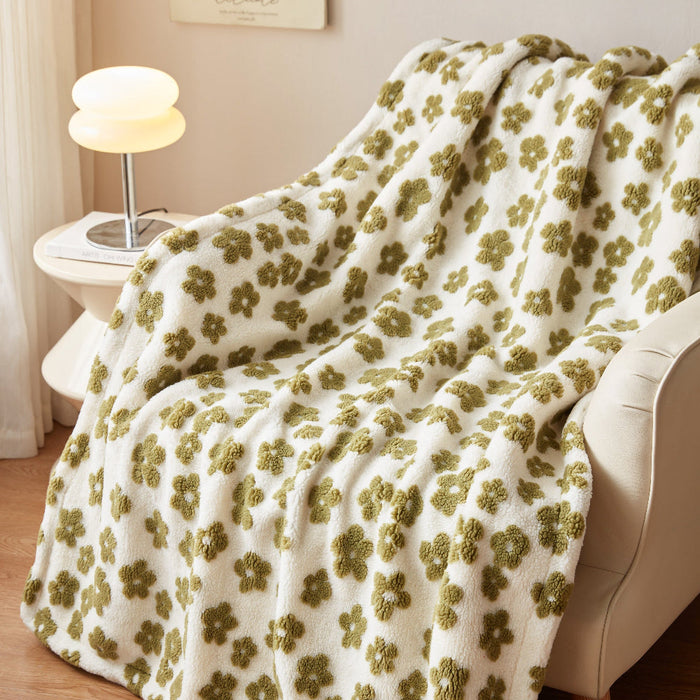 Snugleigh™ Retro Wildflower Throw Blanket with 3D Floral Texture