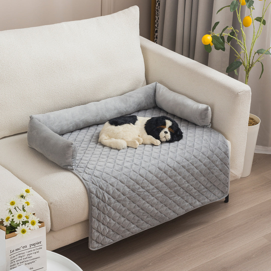 Curved Dog Sofa Bed With Pillow To Protect Furniture