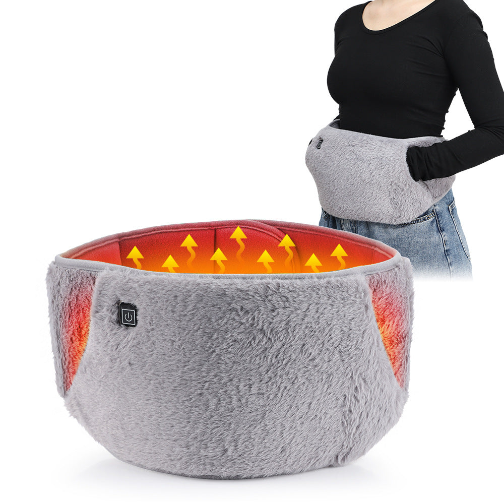 Grey plush heated waist belt with pocket