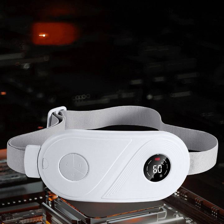 White USB heated waist belt with digital display