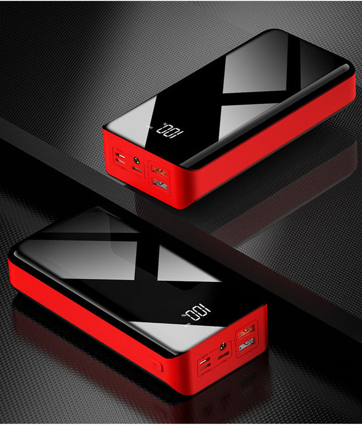 Black 30,000 mAh power bank with LCD
