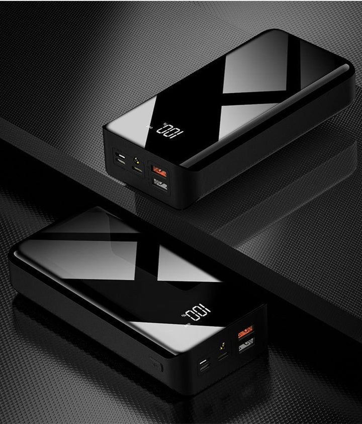 Black 30,000 mAh power bank with LCD