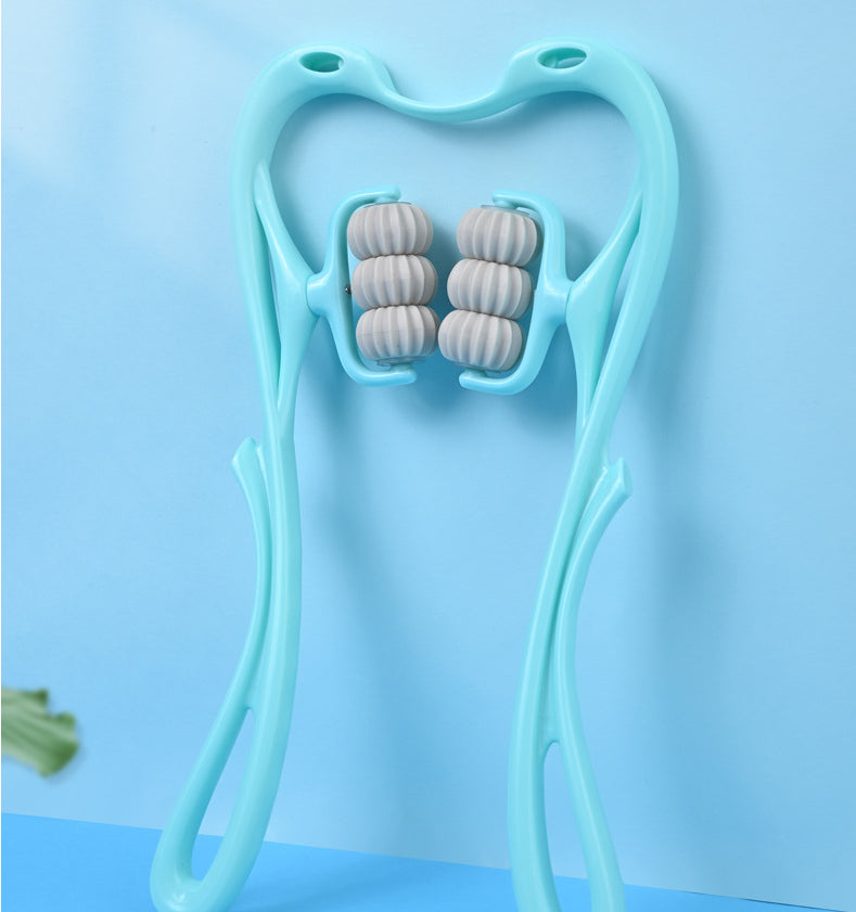 Handheld neck massager with six rollers