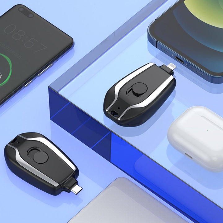 Keychain mini power bank attached to keys
