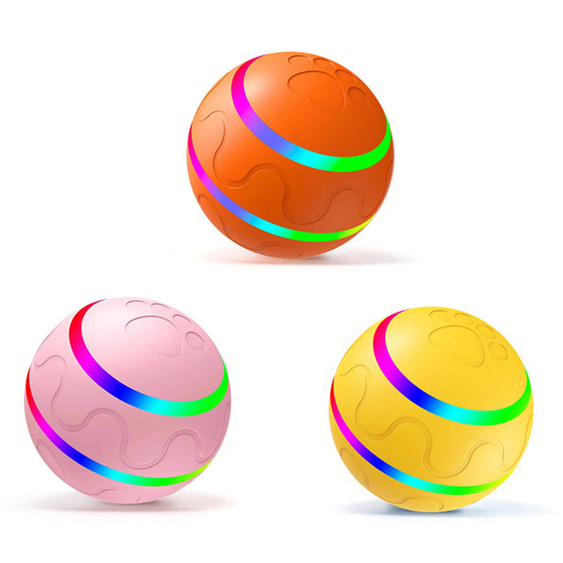Orange self-rolling LED pet ball