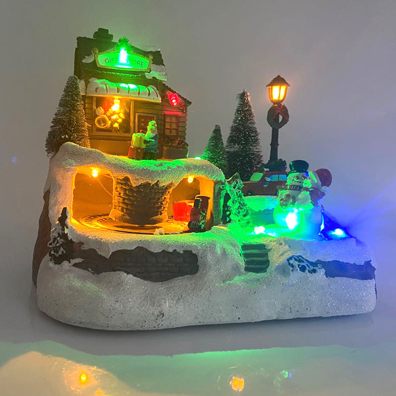 Animated Christmas Village With LED Lights And Music
