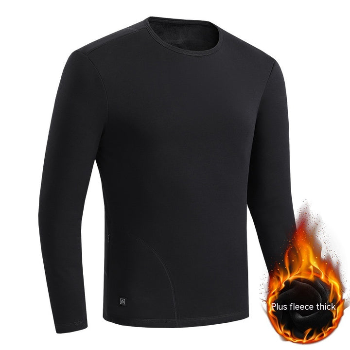 Black heated thermal top and long johns set