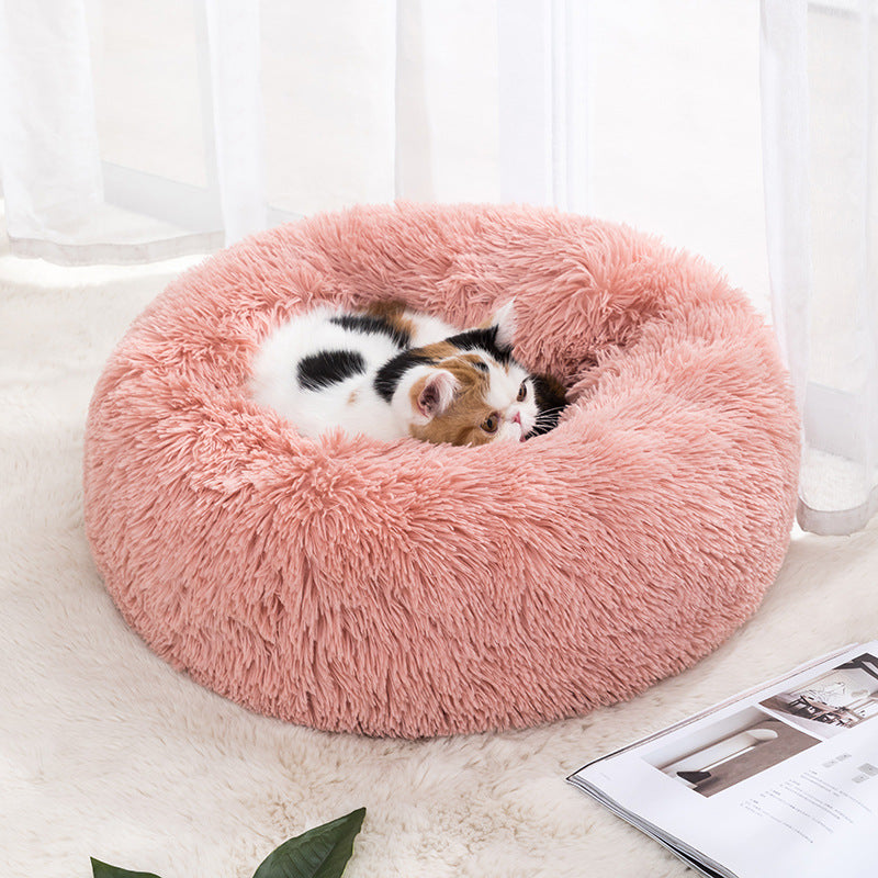 Round Winter Warm Pet Bed In Soft Cloth, 30 To 100cm