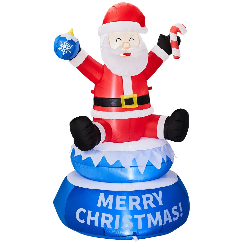 Inflatable Santa on rotating Merry Christmas base