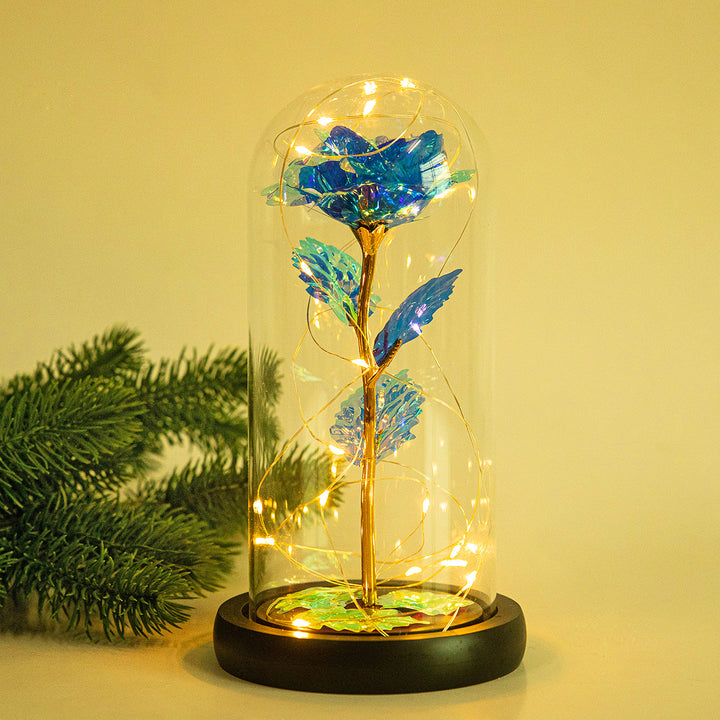 Enchanted Rose Lamp In Glass Dome With Warm LED Base