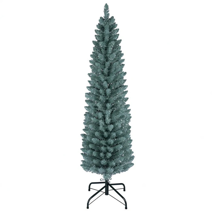 Snugleigh Frosted Slim Christmas Tree with Silver Tips, 5ft