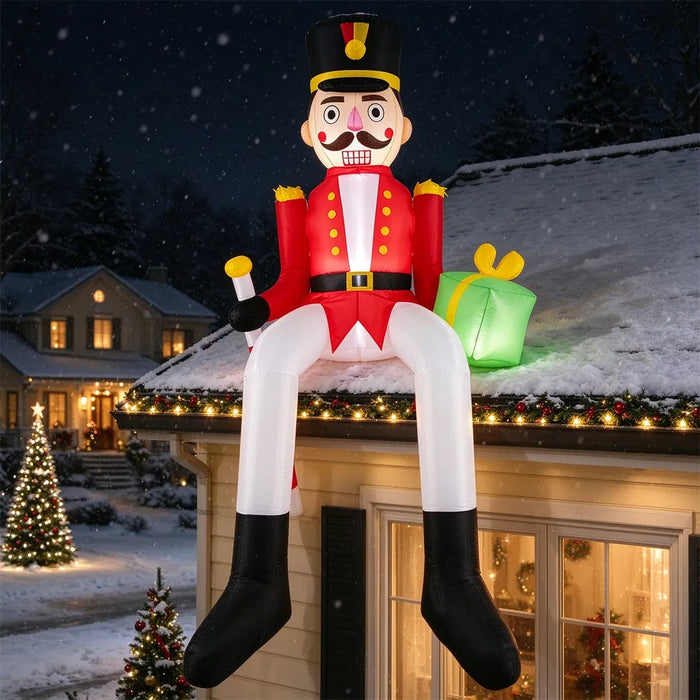 Snugleigh Giant Inflatable Sitting Nutcracker with LEDs, 265cm