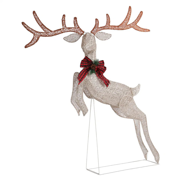 Snugleigh 5ft Light-Up Jumping Reindeer with Red Bow