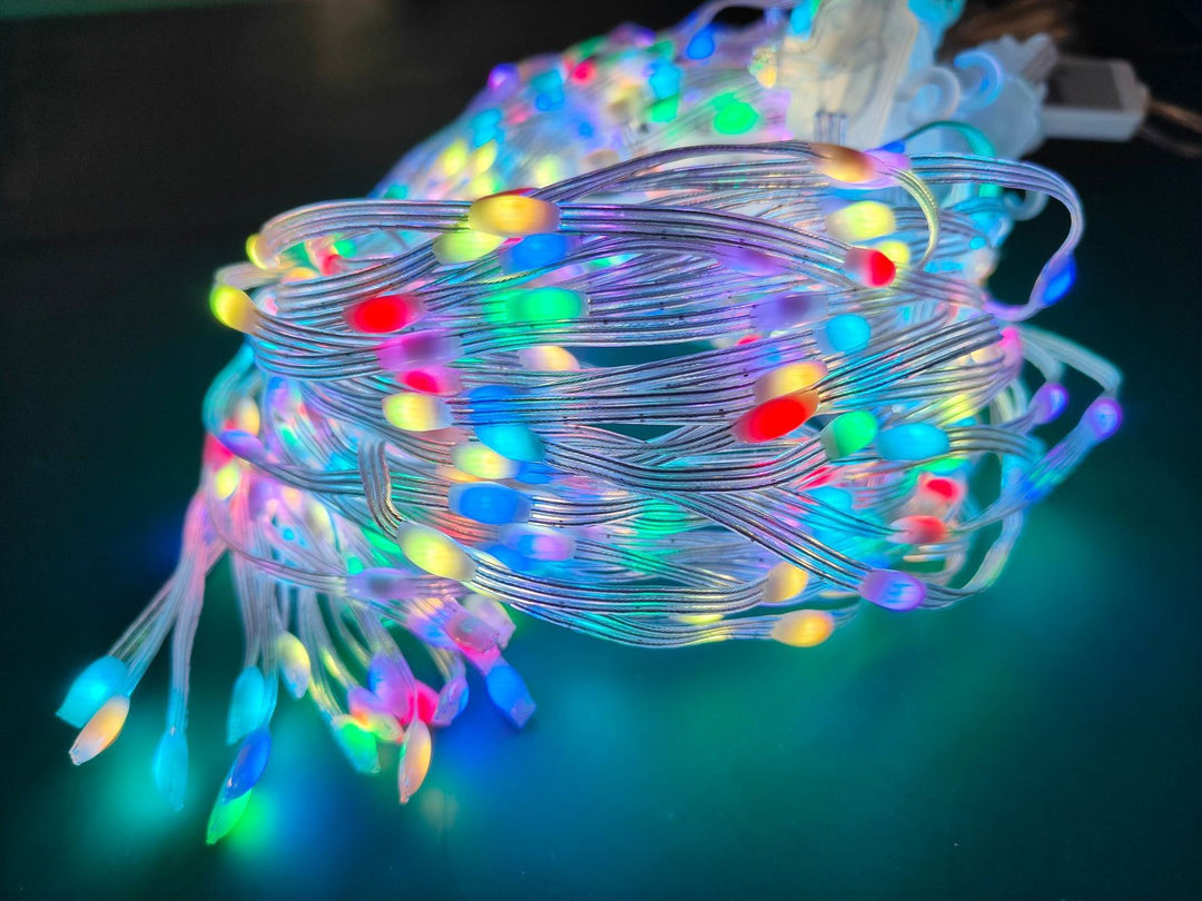 LED curtain light showing a Christmas pattern