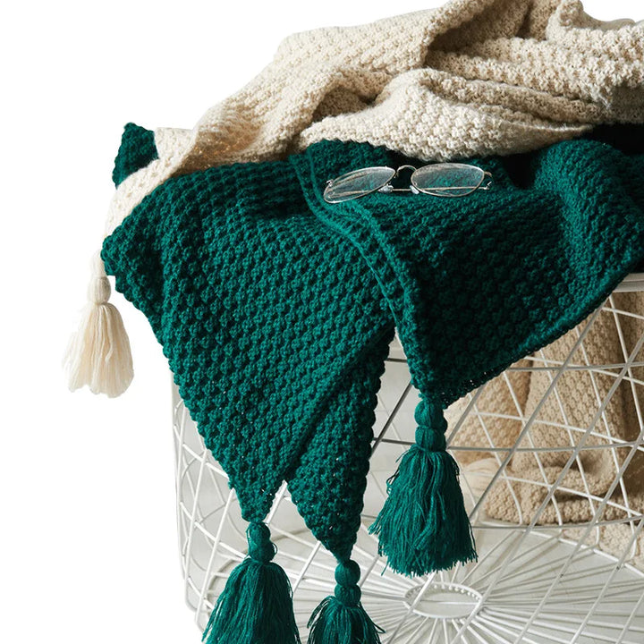 Handwoven Wool Blanket with Fringe