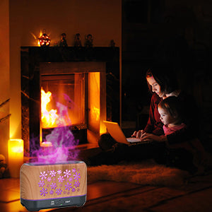 Snowflake flame diffuser with orange mist