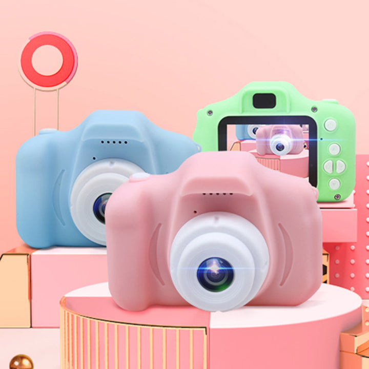 Pink silicone kids camera with lanyard