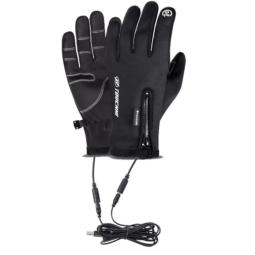 Windproof cycling gloves with USB heating element