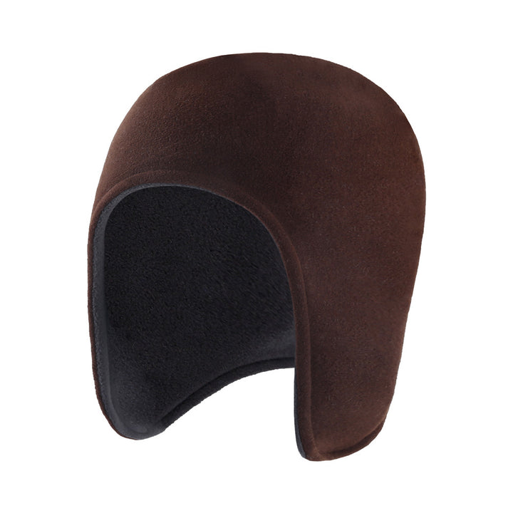 Black polar fleece cap with ear flaps
