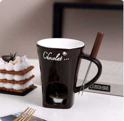 Snugleigh Ceramic fondue mug with fork for one