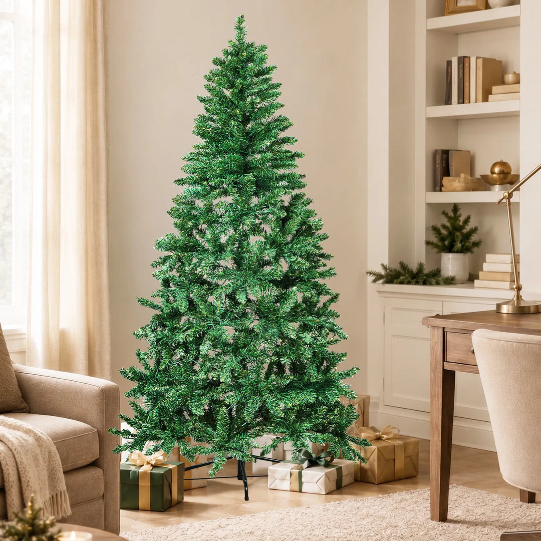 Flat-back half Christmas tree with lights