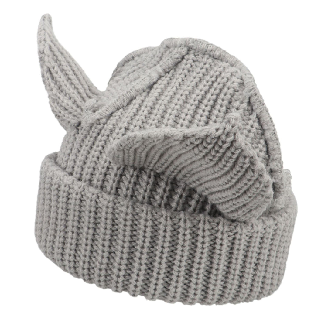 Black chunky knit beanie with cat ears