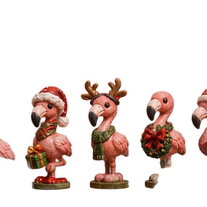 Flamingo advent calendar with festive figures