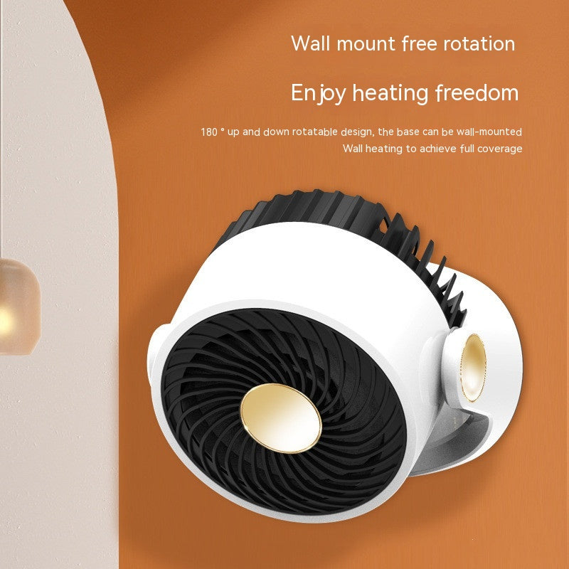 White round desktop fan heater with tilting head