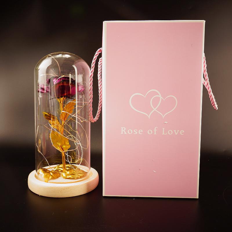 Enchanted Rose Lamp In Glass Dome With Warm LED Base