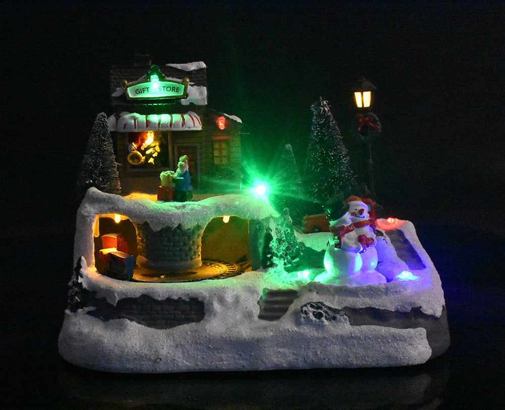 Animated Christmas Village With LED Lights And Music