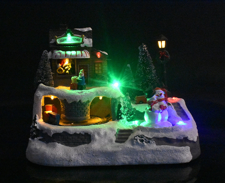 Animated Christmas Village With LED Lights And Music