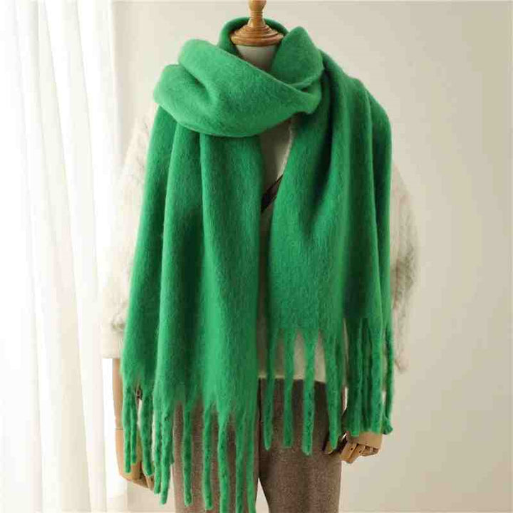 Mustard thick fluffy winter scarf