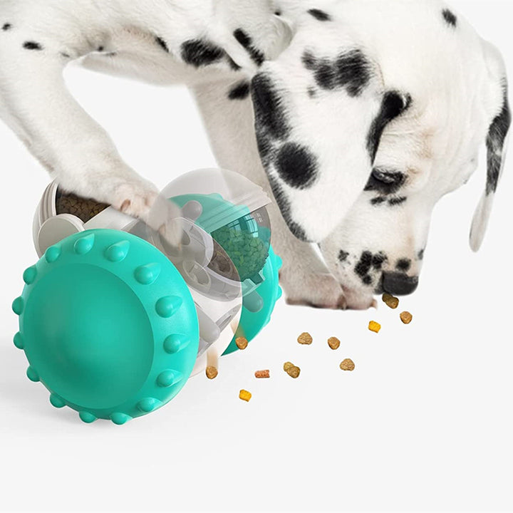 Wobbling robot treat dispensing pet toy