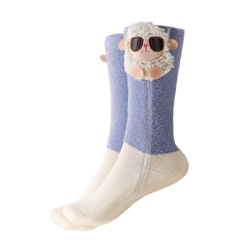 Heated socks with 3D pink rabbit