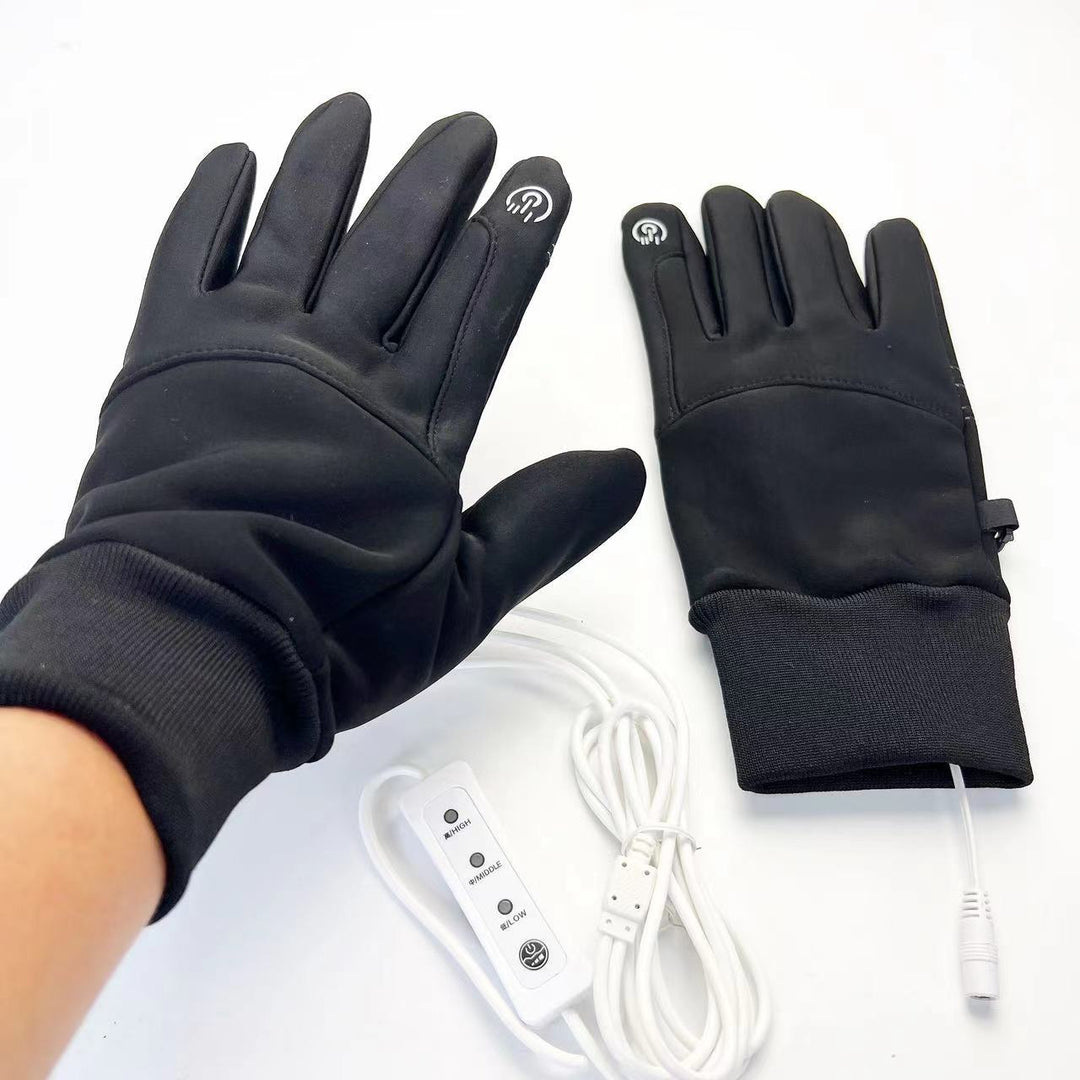 Black USB heated touchscreen gloves