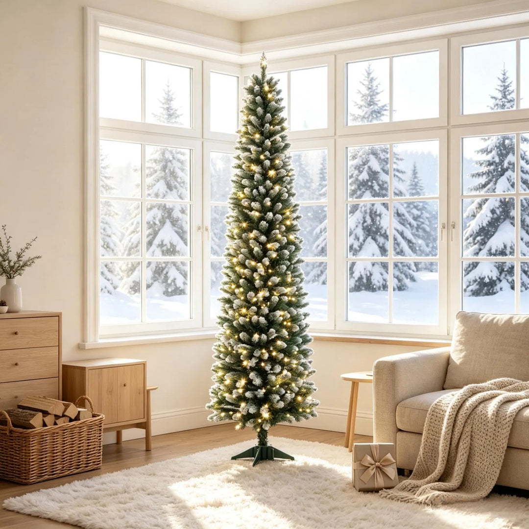 Slim frosted pencil tree with remote