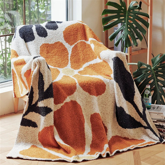 Snugleigh™ Boho Floral Leaf Knitted Throw in Anti-Pilling Microfibre