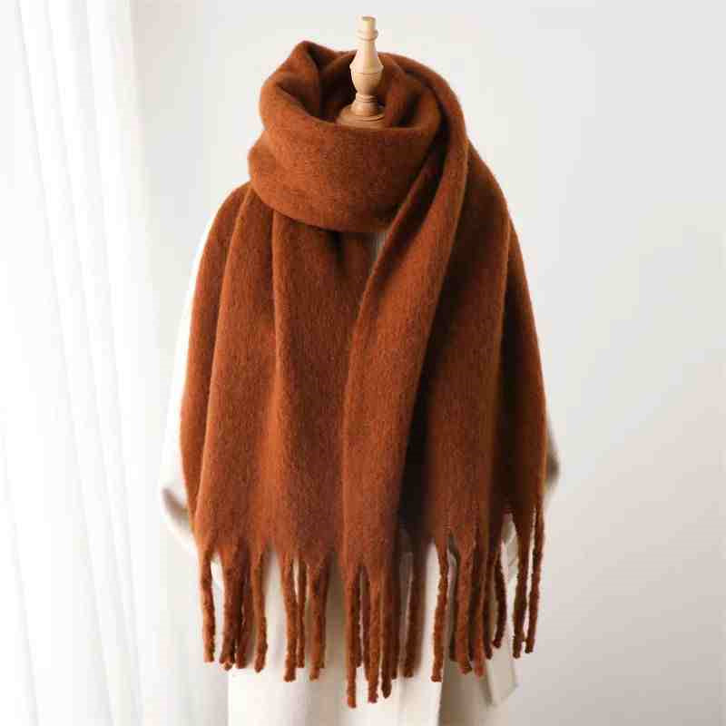 Mustard thick fluffy winter scarf