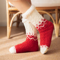 Pink heart knit plush floor socks