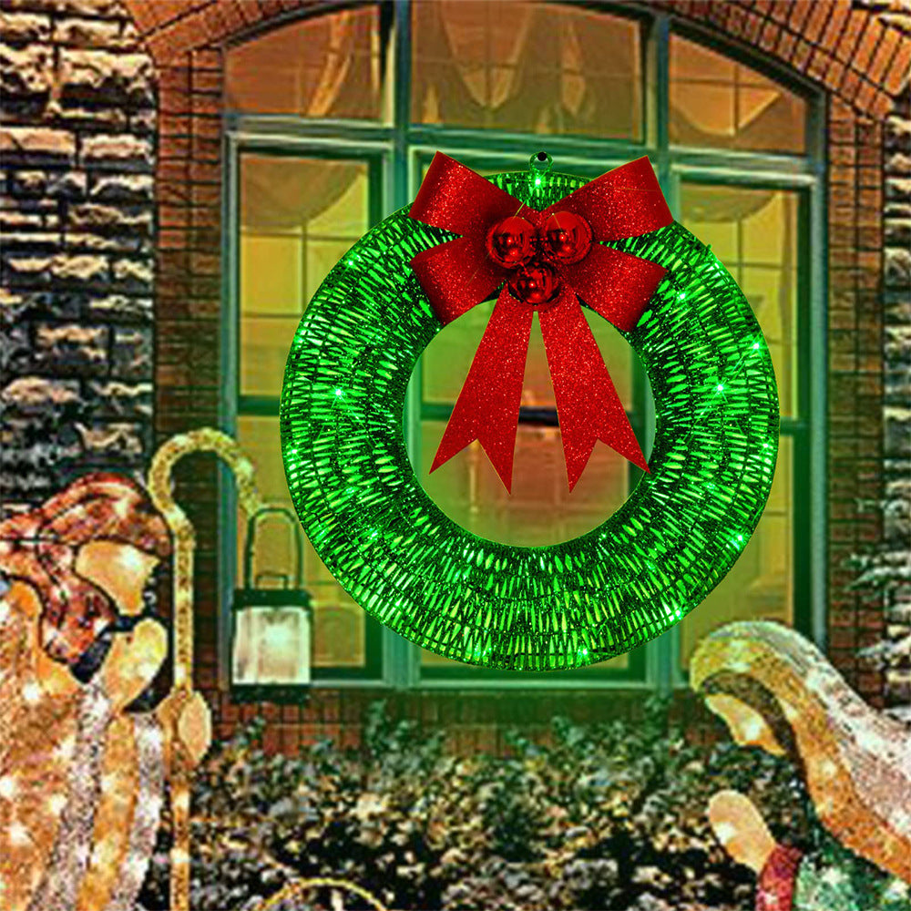 Light-Up Christmas Wreath – 50cm with LED Lights and Big Bow