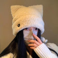 Fluffy fleece beanie with cat ears