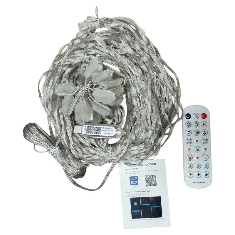 LED curtain light showing a Christmas pattern