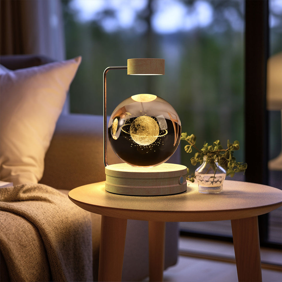 Crystal ball lamp with engraved 3D design
