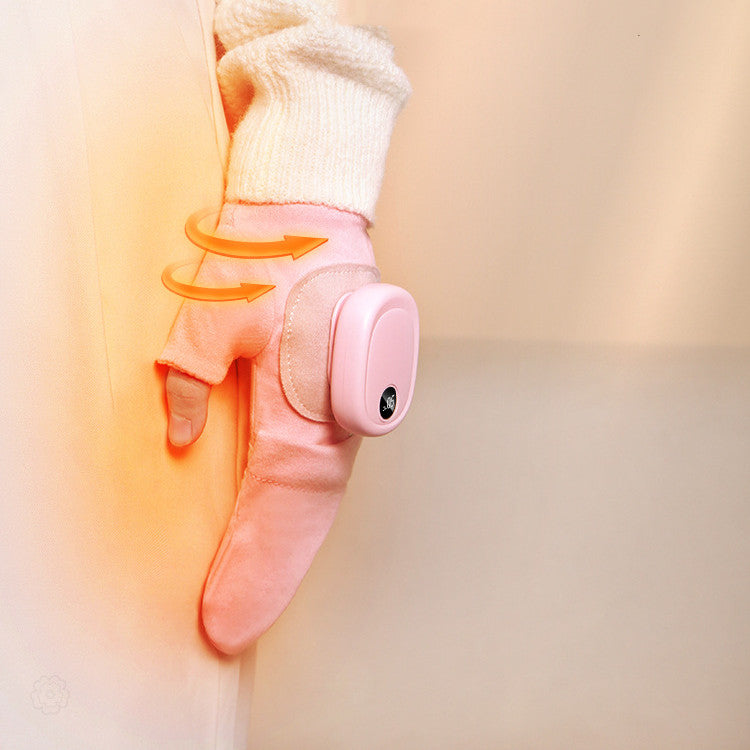 Pink USB heated flip-top mittens