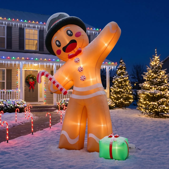 10ft inflatable gingerbread man with gift box