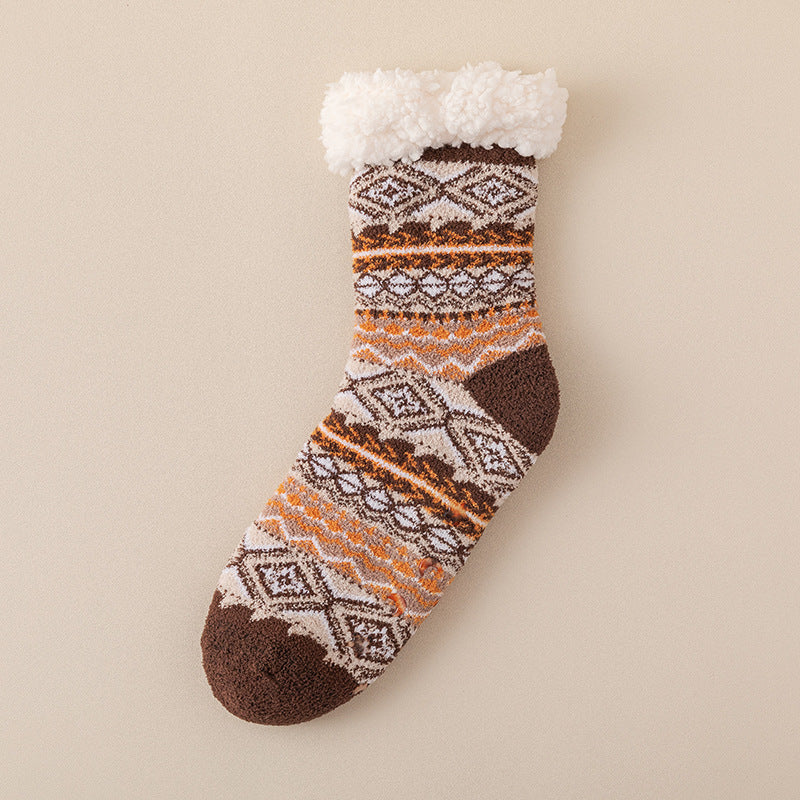 Nordic pattern lounge socks with grip sole