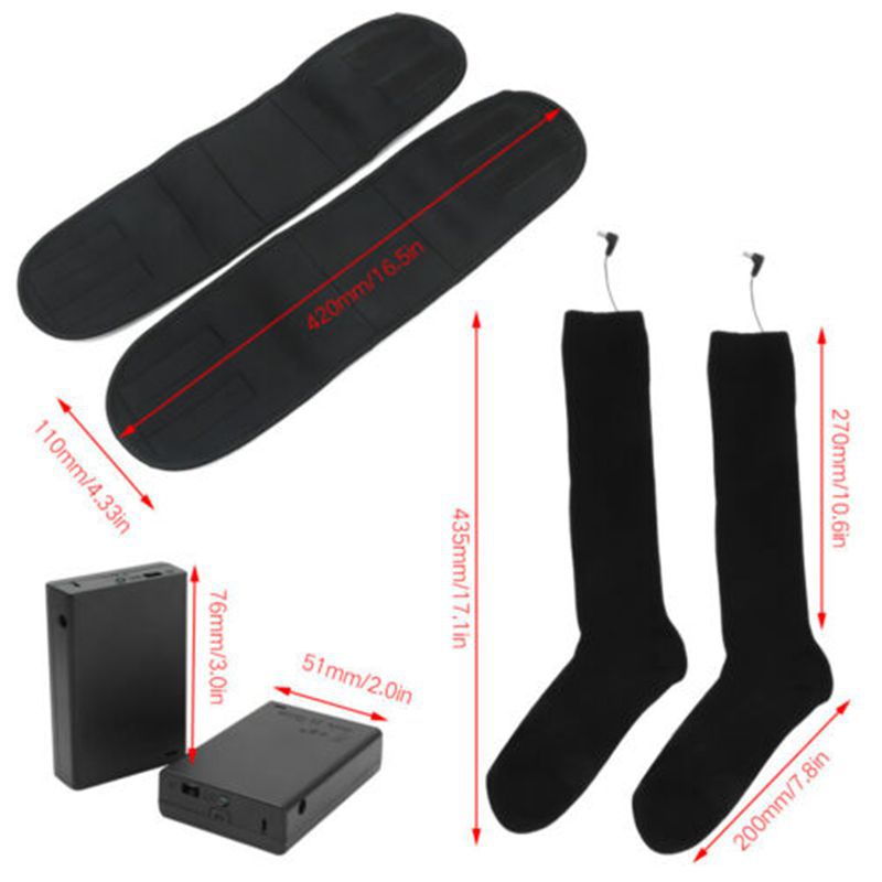 Black heated socks with calf battery case