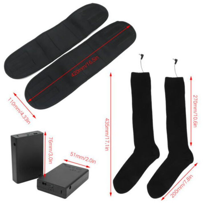 Black heated socks with calf battery case