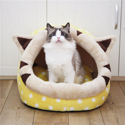 Cat Bed Indoor Soft Cat House With Removable Washable Cushion