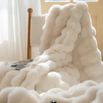 Winter Warm Rabbit Faux Fur Throw Blanket